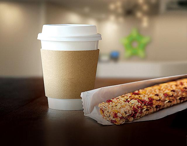 Coffee cup and granola bar image