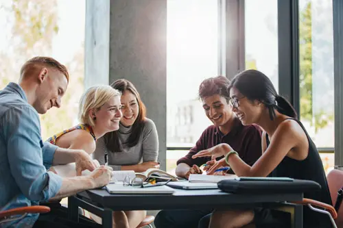 Group of students studying together