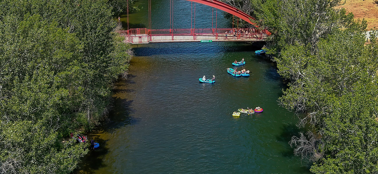 People floating in the Boise River.