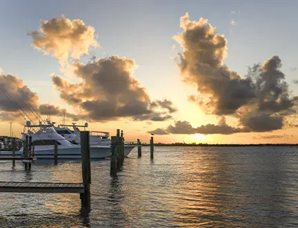 Beach and dock in Melbourne, FL