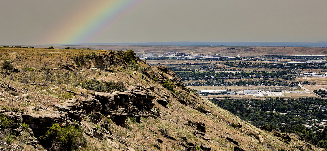 Rainbow and horizon view from Table Rock.