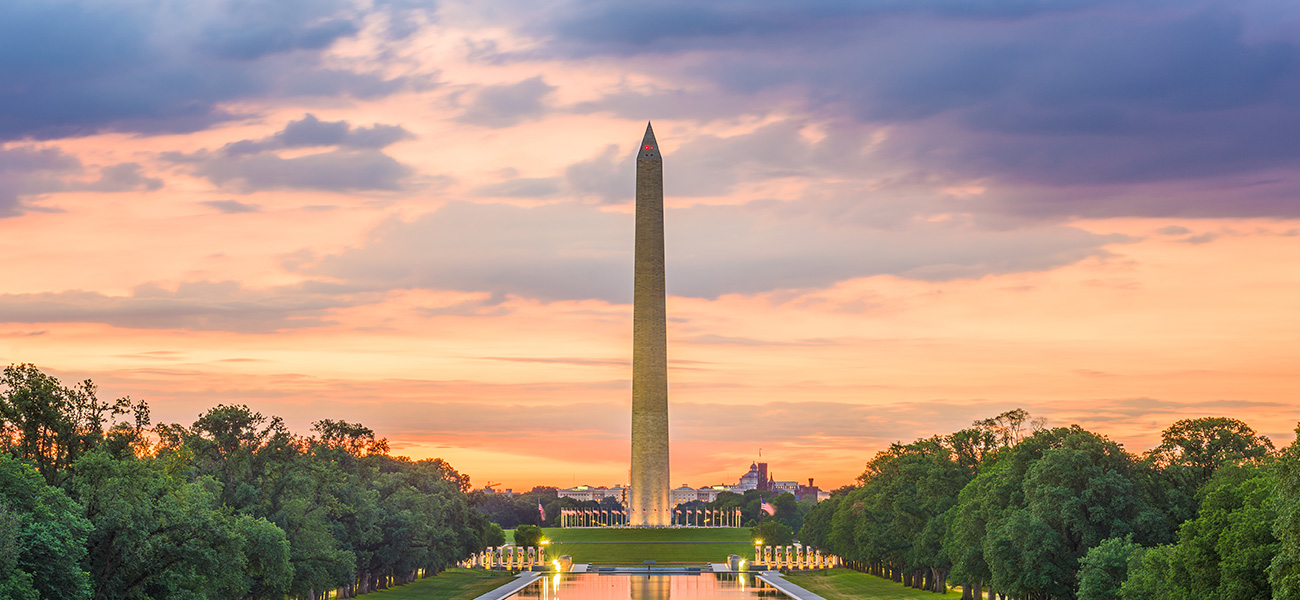 National Mall at sunset.