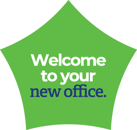 icon with copy reading welcome to your new office