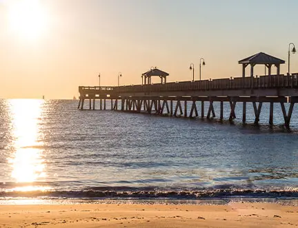 pier and beach in Hampton, VA