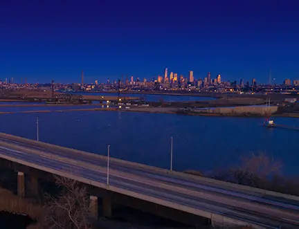 bridge and Meadowlands, NJ skyline