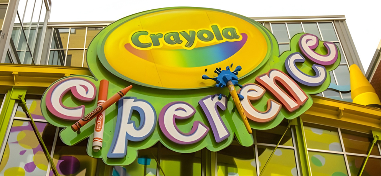 Front of the Crayola Experience building in Orlando, FL